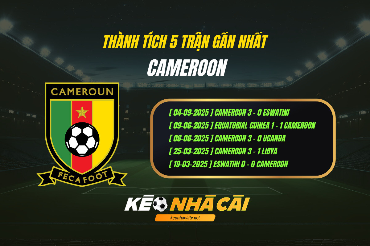 Thành Tích 5 Trận Gần Nhất Cameroon Keo Nha Cai