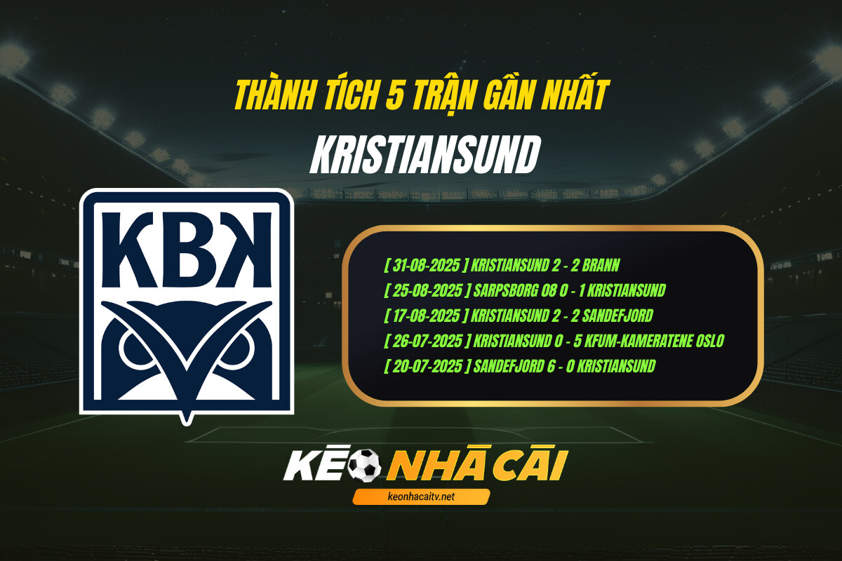 Thành Tích 5 Trận Gần Nhất Kristiansund Keo Nha Cai