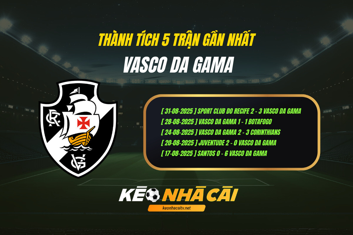 Thành Tích 5 Trận Gần Nhất Vasco Da Gama Keo Nha Cai